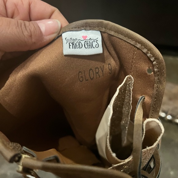 Tall Brown and gold glitter boots. Size 9 - Picture 7 of 7